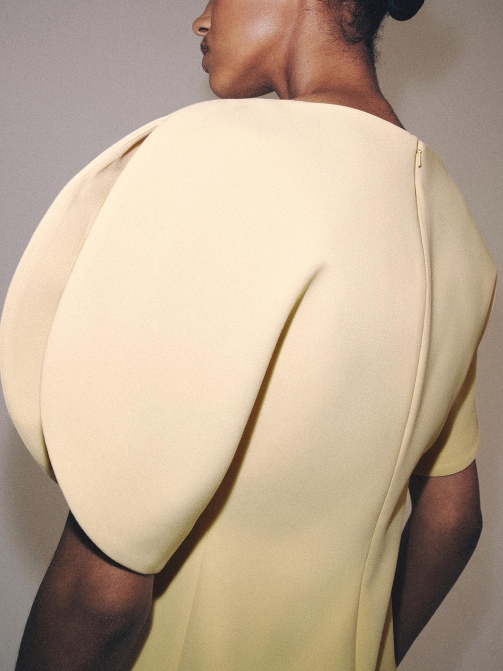 Zara Pale Yellow Sculpted Puff Sleeve Top - Picture 4 of 8